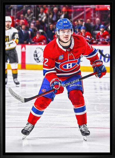 Cole Caufield Framed 20" x 29" Canvas Canadiens Action-H 31.5" x 22.5"